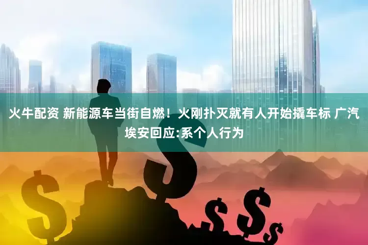 火牛配资 新能源车当街自燃！火刚扑灭就有人开始撬车标 广汽埃安回应:系个人行为
